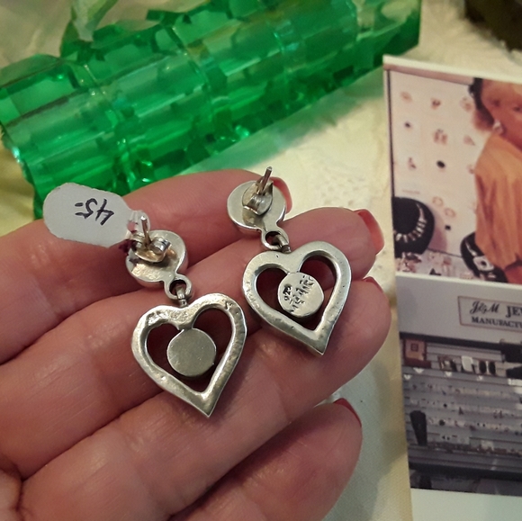 NEW,J&M DESIGNS 925 STERLING ONYX HEART EARRINGS - Picture 10 of 11